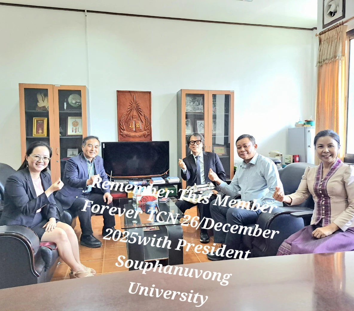 TCN members meet with the president of Souphanouvong University.
